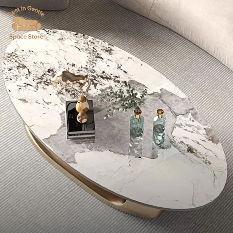 Vintage Living Room Coffee Tables Cover Legs Metal Home Dinning Marble Tables Oval Minimalist Waiting Entrance Hall Furniture