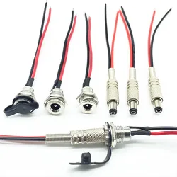 DC099 5.5 x 2.1mm 5.5 x 2.5mm DC Power Socket Threaded Male Female Connector Adapter With 20AWG Cable Wires DC-099  20CM