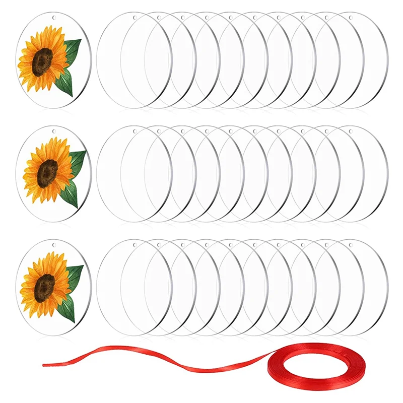 

30 шт., прозрачные круглые акриловые заготовки, 3,5 дюйма, с отверстием