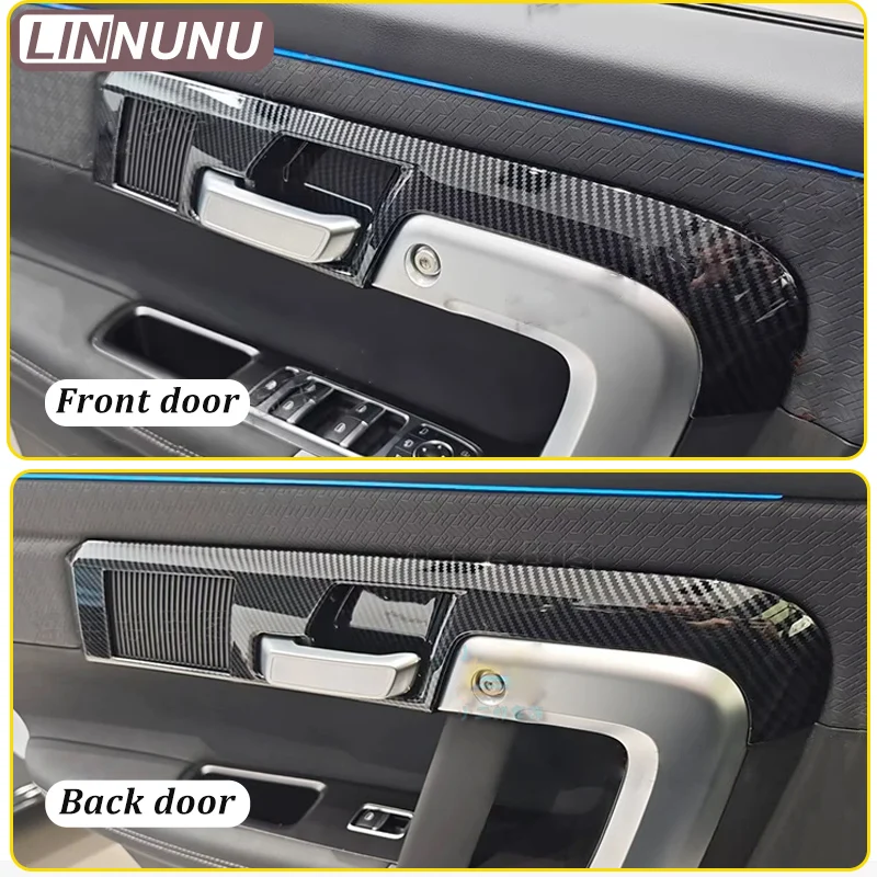 LINNUNU For jaecoo j7 2025 2026 Car accessories Interior door handle decoration cover Carbon fiber pattern style chery tansuo 06