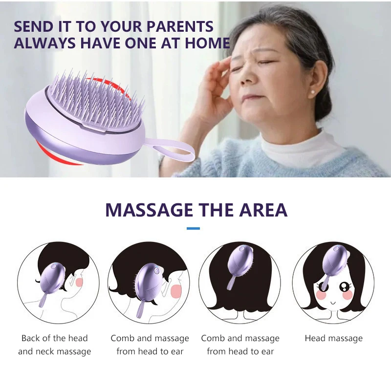 مدلك فروة الرأس الكهربائي لتمشيط خطوط الطول تخفيف الصداع الاهتزاز تدليك الأيونات السالبة العناية بالشعر مدلك