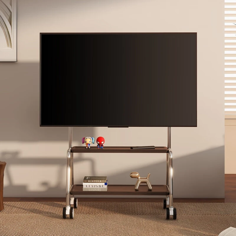 Floor-Standing TV Stand,Stainless Steel Rolling Floor Mobile TV Stand For 32-75 Inch LCD LED Screen Tvs TV Cart Holds Up
