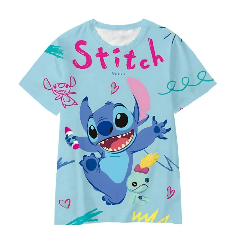 

Summer Good-Looking Men Disney Cartoon Stitch Print T Shirt Fashion High Street Oversized Tees Male Casual O-Neck Short Sleeve