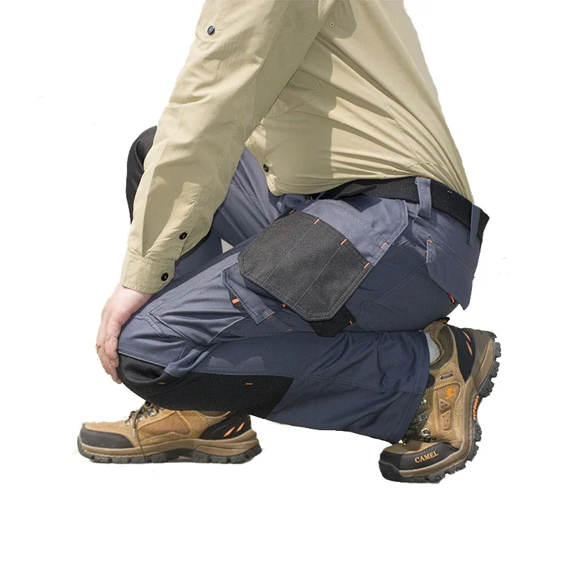 Men's Multi-Pocket Cargo Pants Outdoor Safari Style Straight Working Pants with Multi-Pockets Wear-Resistant Work Pants
