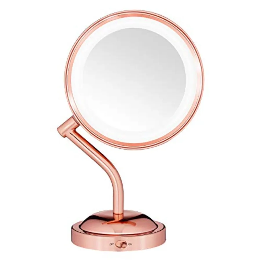 

Lighted Makeup-Mirror with Magnification, LED Vanity-Mirror, 1X/5X Magnifying-Mirror, Double Sided-Mirror, Operated in-Battery