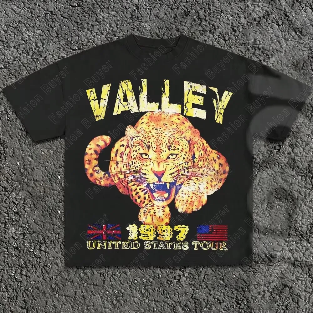 2026 Men Vintage Distressed Tiger Graphic T Shirt Crew Neck Short Sleeve White Retro Streetwear Tees
