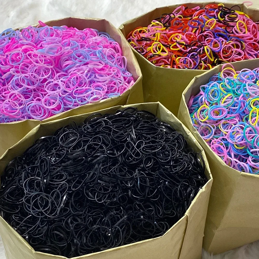 500Pcs/lot Girls Elastic Disposable Hair Bands Rubber Band for Kids Colorful Hairties Ponytail Holder Baby Hair Accessoreis Gift