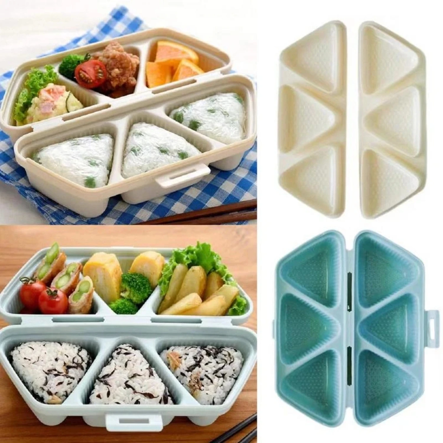 Triangle Sushi Mold and Rice Ball Maker Set - Reusable DIY Kitchen Accessories for Perfectly Shaped Creations