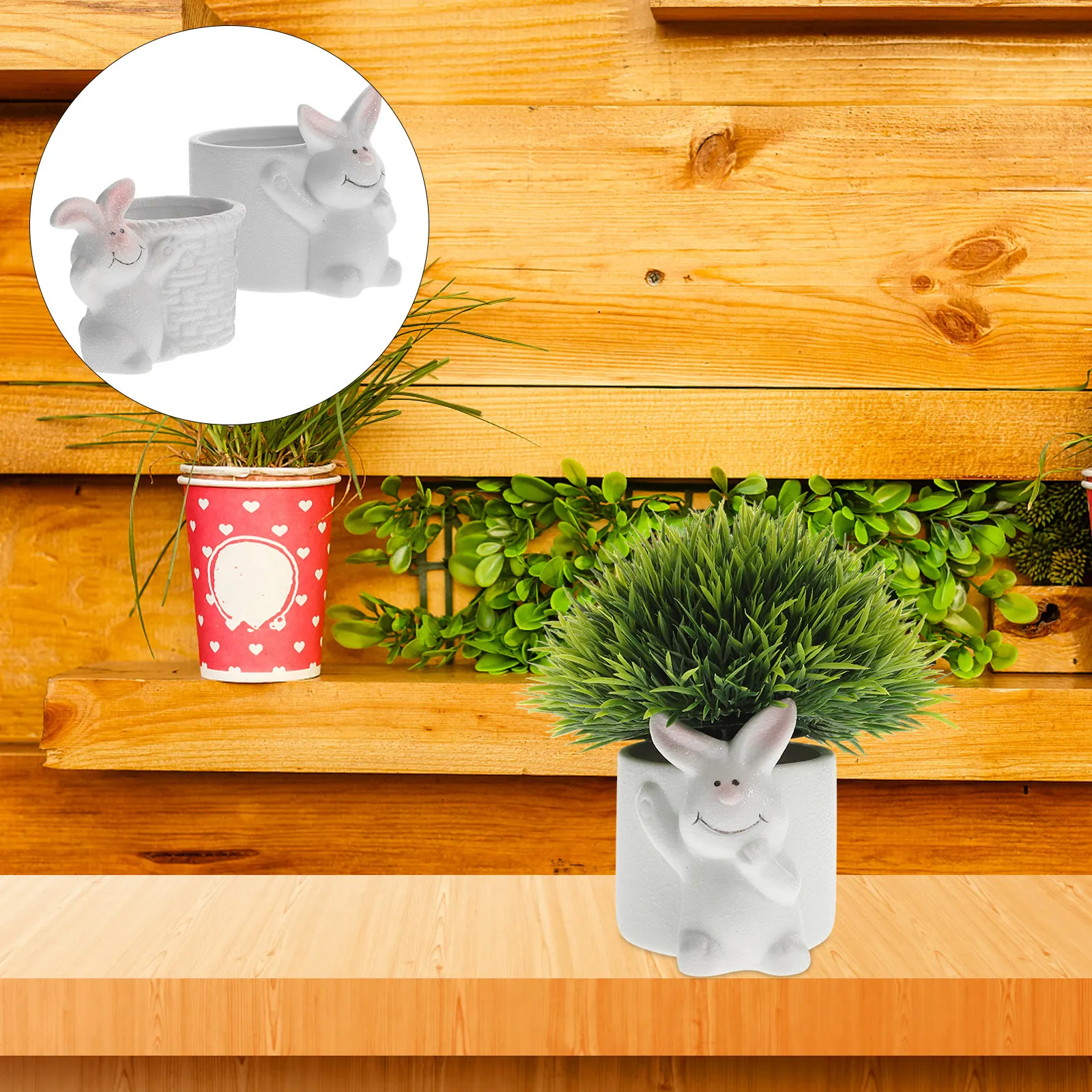 

2 шт. керамических маленьких цветочных горшков с дизайном кролика, кашпо для суккулентов, комнатные горшки для цветов для офиса, дома, балкона, декоративные.