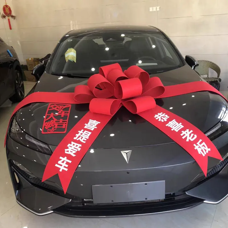 car-show-decorative-bow-tie-red-gift-flower-automobile-4s-store-delivery-new-car-exhibition-arrangement-big-red-bow-tie