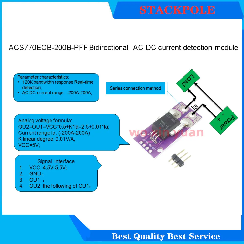 

2pcs new ACS758ECB-200B-PFF Bidirectional AC OR DC current detection module -200A-200A ACS758ECB-200B ACS758 ECB-200B ACS758ECB