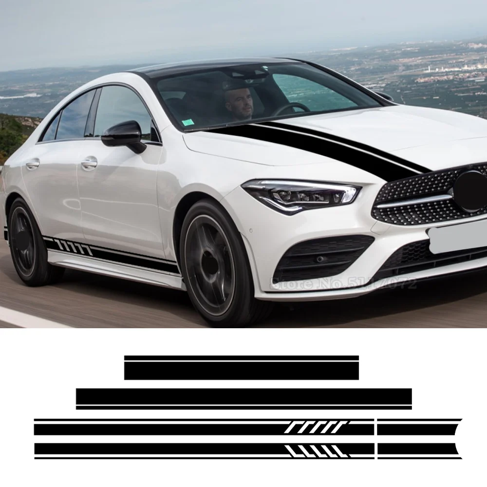 

Edition Side Stripes Skirt Sticker Car Hood Roof Trunk Decal For Mercedes Benz Cla Class W117 C117 X117 C118 X118 Cla45 35