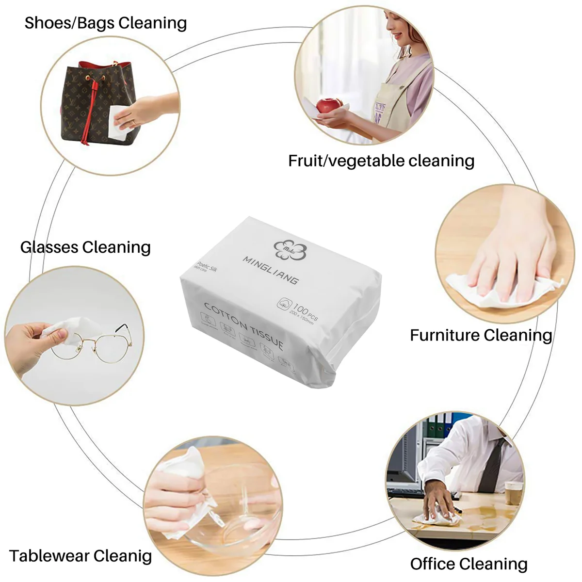 Handuk cuci wajah sekali pakai, handuk wajah bersih, terbuat dari katun, handuk rias penghilang, Tisu cuci 100 buah