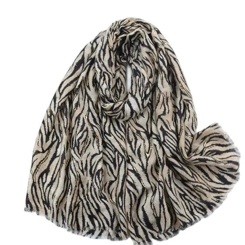 2024 Winter Thick Viscose Scarves Women Sexy Leopard Zebra Fringe Shawls And Wraps Pashmina Stole Bufandas Muslim Sjaal 180*90Cm