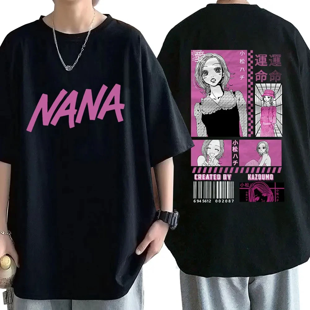 T-shirty z nadrukiem Anime Nana Osaki męskie damskie z krótkim rękawem bawełniane luźna koszulka Oversize Harajuku Streetwear ubrania dla nastolatków