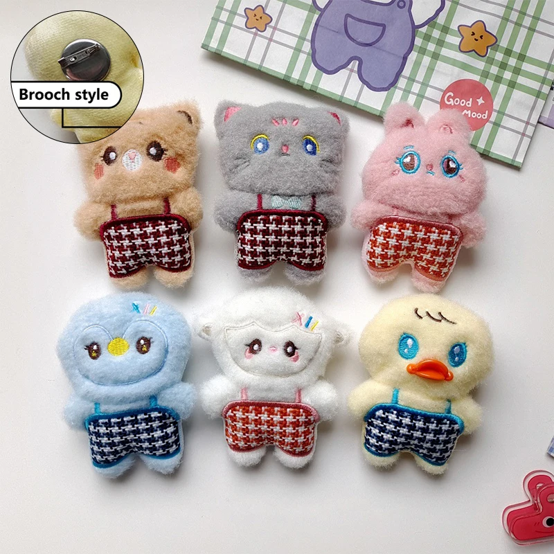 Cartoon Plush Animal Brooch Cute Rabbit Bear Cat Penguin Duck Doll Pin Bag Coat Sweater Scarf Badge Pins Accessories