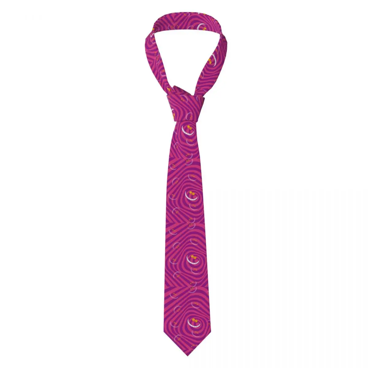 Custom Fashion C-Cheshires Cat Pattern Neck Tie Men's Silk Alice In Wonderland Neckties for Wedding Cravat