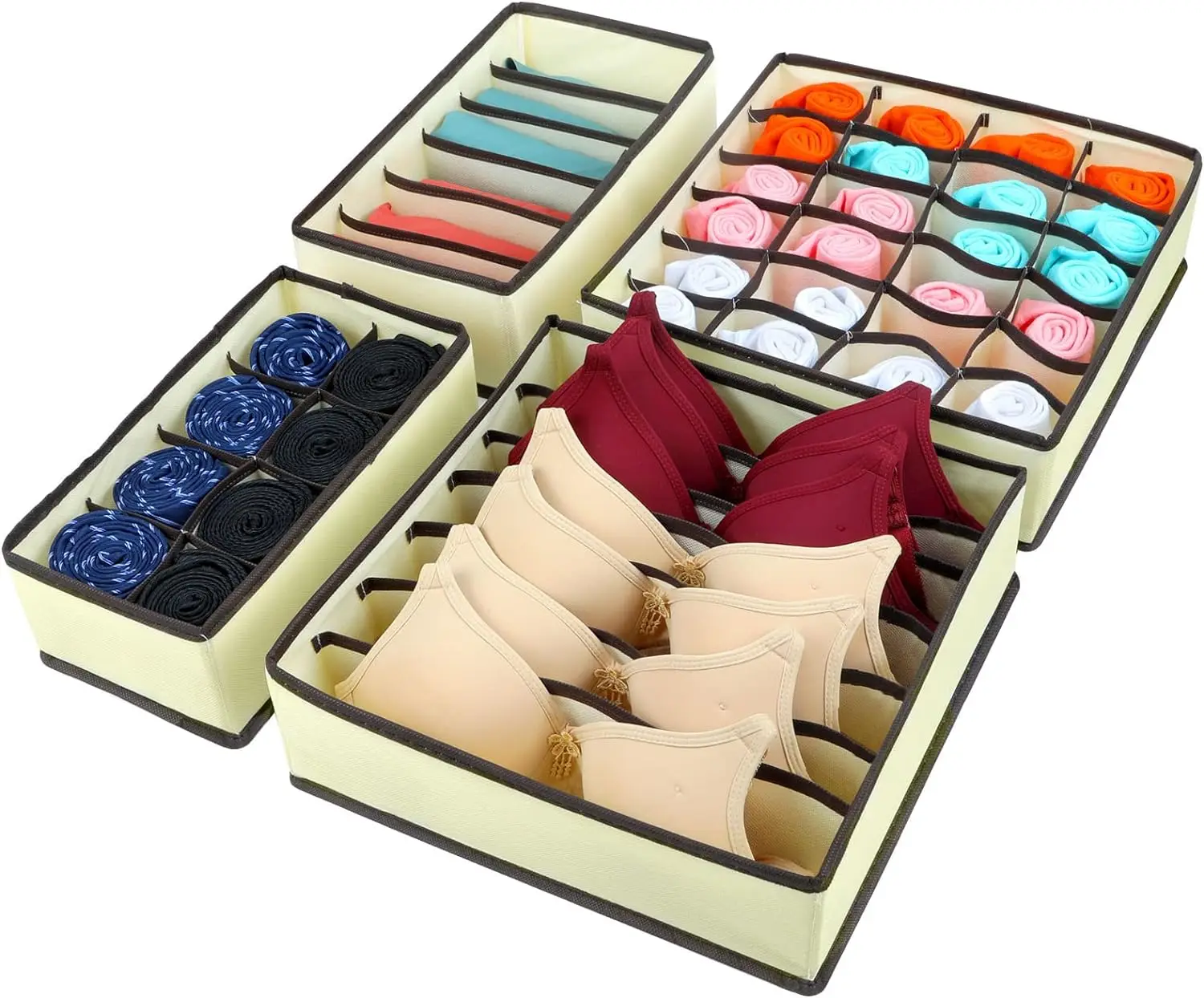 4-Piece Suit  Drawer Bra Wardrobe Storage Compartments Collapsible Underwear Bra socks Baby Clothes Underwear Panties