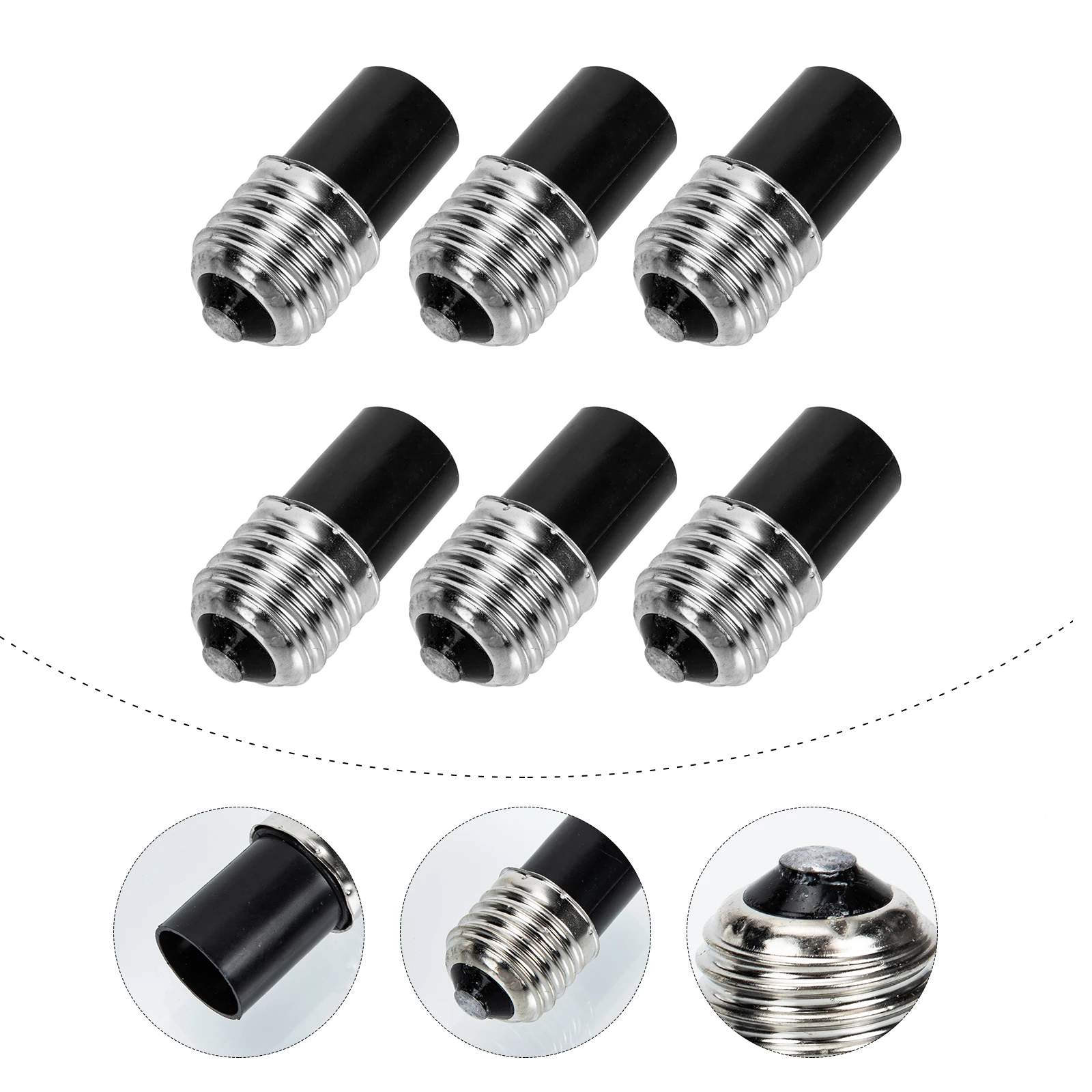 

6pcs E27 To E12 Light Bulb Base Adapter Nickel Plated Iron Pbt Material Lamp Socket Converter For Garage Office Workshop Hallway