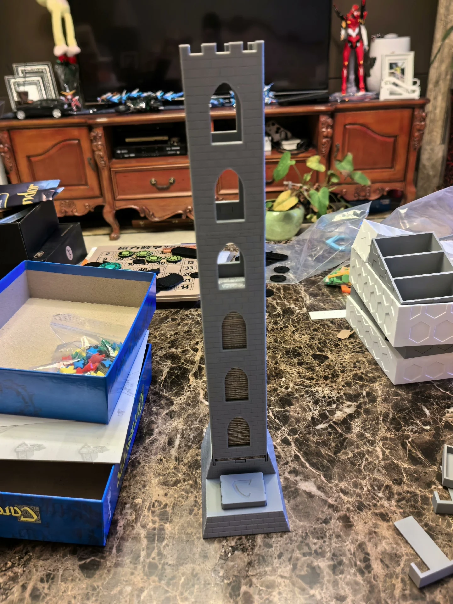 Carcassonne Tile Tower Dispenser for Carcassonne Karak Cacao Board Games 3D Printed Carcassonne Storage Carcassonne Tower