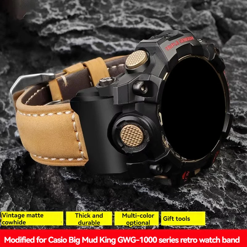 

Retro cowhide Strap Suitable For Casio GWG-1000/GB Mudmaster Men's Replacement Band Modified style Men's Watchband Accessories