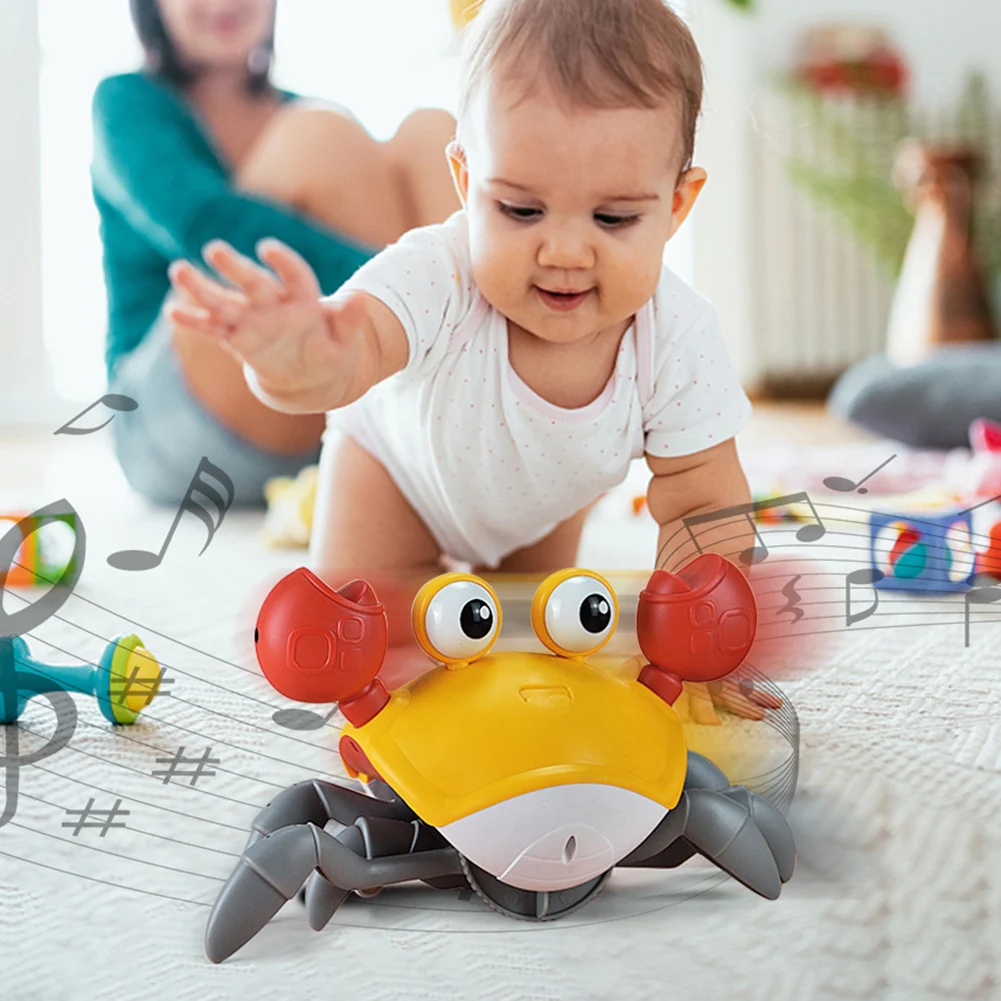 Juguete interactivo con música para bebé, juguete de cangrejo para gatear, regalos para niños y niñas de 6-12-18 meses