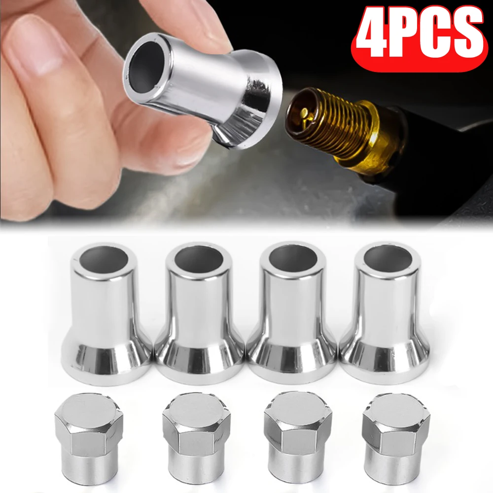 

4pcs TR413 Chrome Car Truck Tire Wheel Tyre Valve Stem Hex Caps with Sleeve Covers Car Tire Wheel Accessories Universal