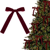 12pcs Burgundy Velvet Bows for Christmas Tree Decorations Wreath Garland Velvet Bows with Twist Tie