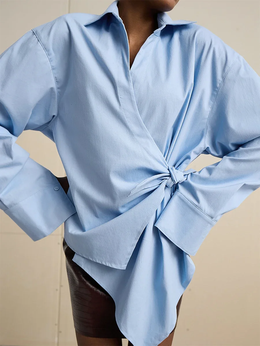 Wolfeel 2026 Spring New Collection Irregular Fashion Elegant Collar Overlapping Front, Chinese Style Women's Long Sleeve Top