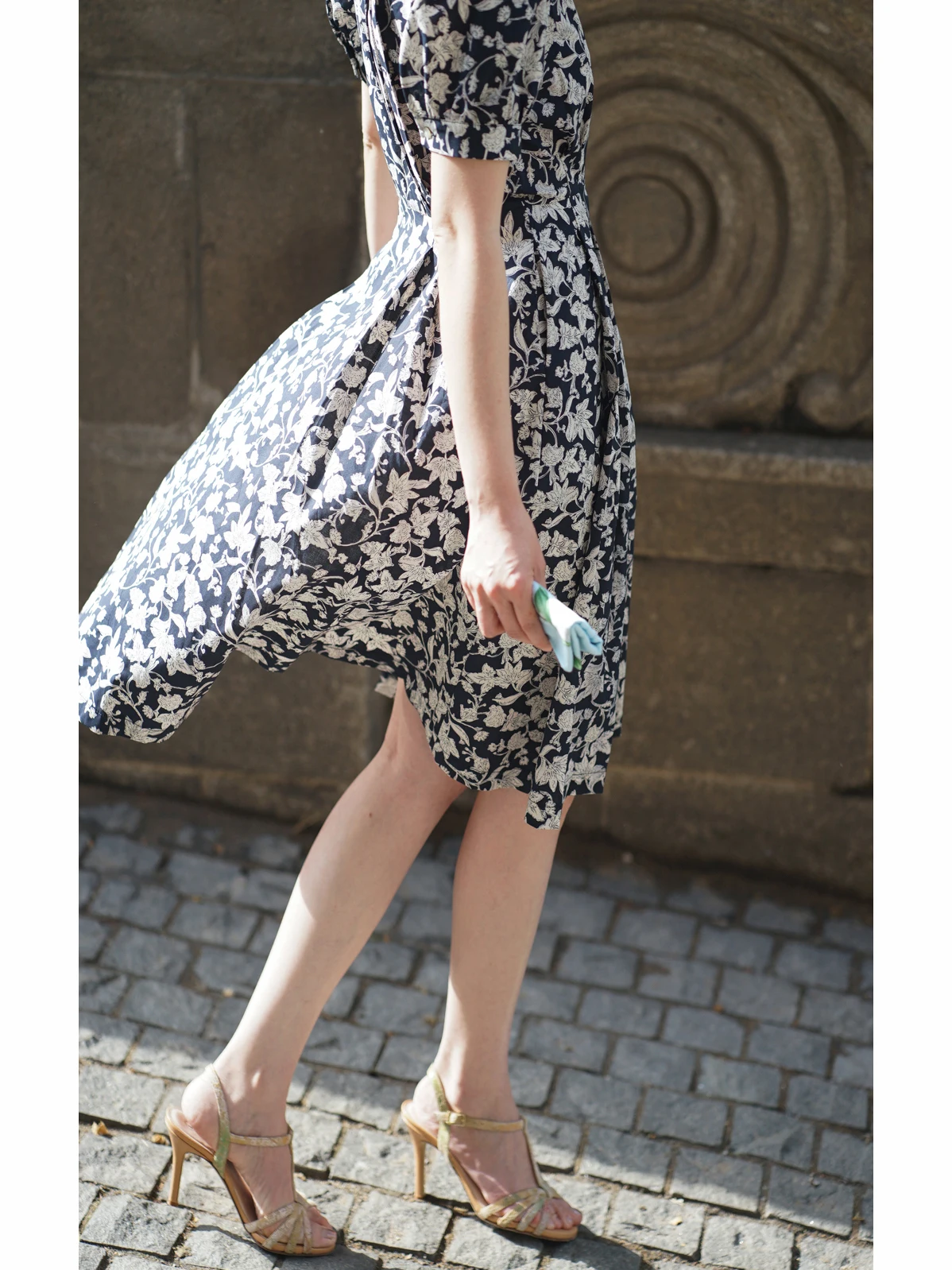 Miaou Boutique Vintage Sle Cotton Maxi Dr con Puff Sves Falda acampanada de cintura alta Noche de verano Estampado floral cubano...