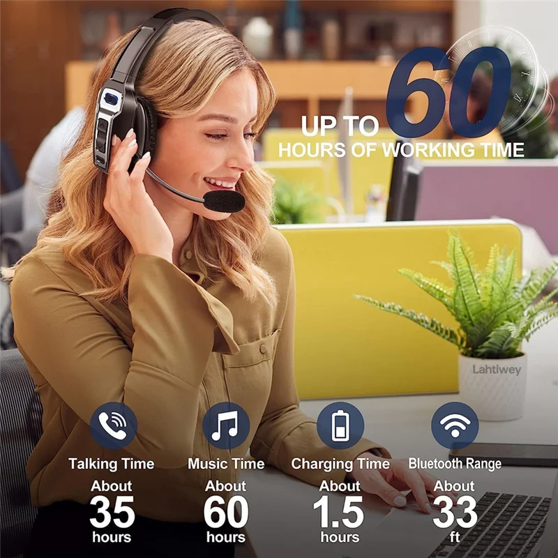 On-Ear Headphones With Bluetooth And Microphone, Trucker Bluetooth Headset With AI Noise Cancelling And Mute Button