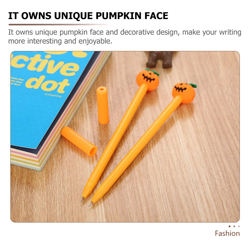 10 Pcs Halloween Goodies Pumpkin Gel Ink Pens Skull Expression Cartoon Water-based 10pcs/pack Toys Student Signature Orange