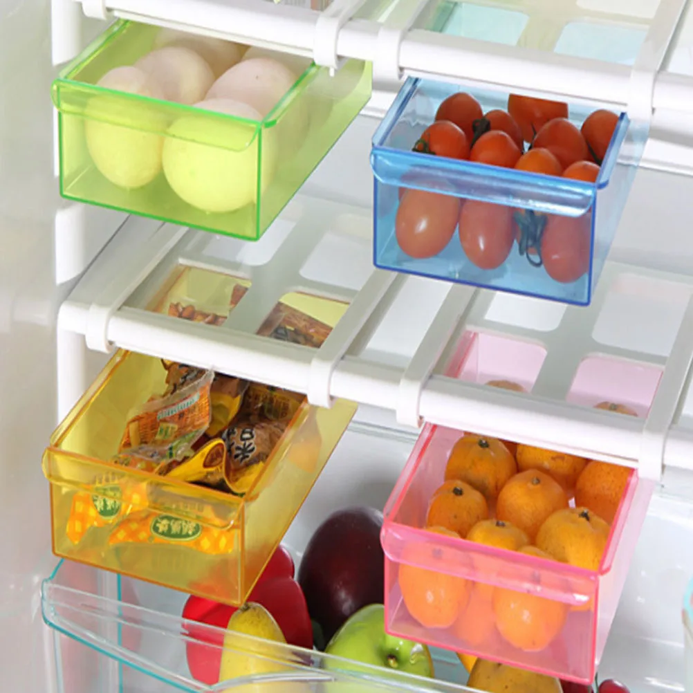 

1Pcs Refrigerator Storage Rack Sliding Drawer ABS Organizer for Kitchen Fridge Space Saver Crisper Fridge Rack
