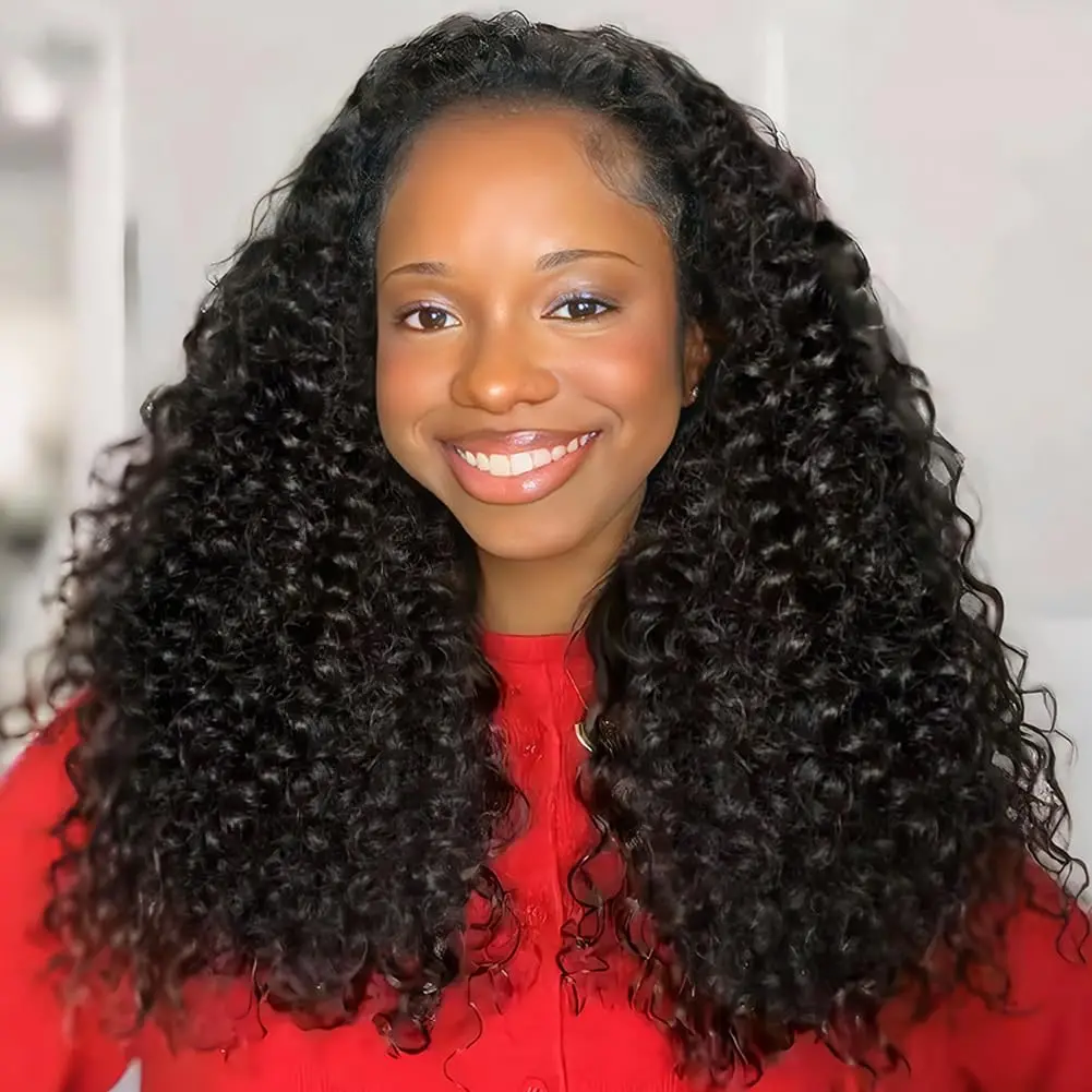 

42 18Inch Curly 13x6 HD Transparent Lace Front Wig Human Hair Water Wave 13x4 Lace Frontal Deep Wave Wig For Women 250 Density