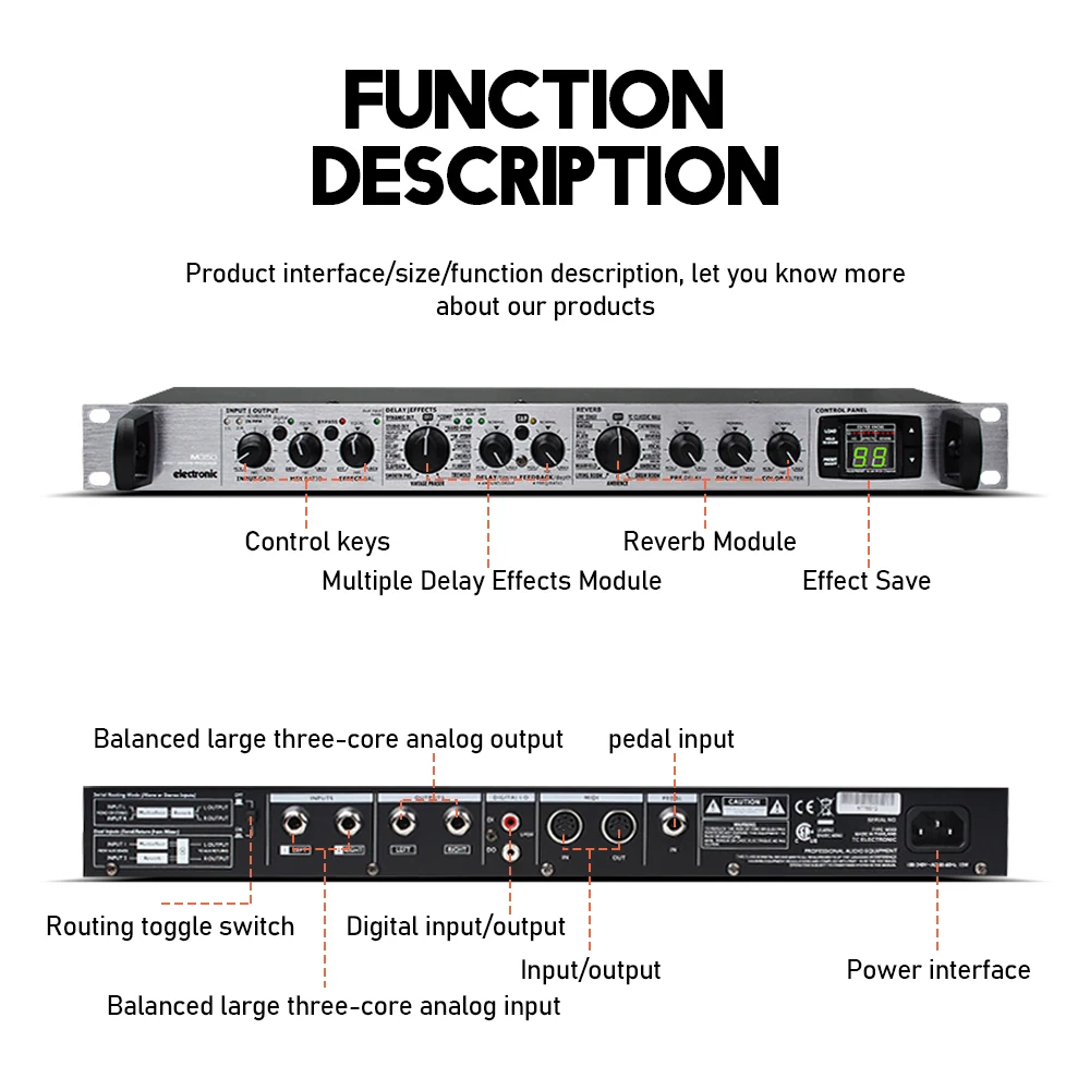 M350 Professional Vocal Effector Stereo Reverb Controller DJ Stage Performance Outdoor Conference Dual-engine Digital Processor