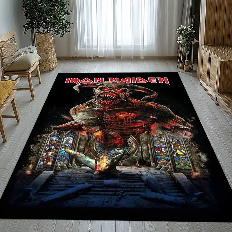 3D Eddie I-Iron M-Maiden Cartoon Sign Area Rug,Non-Slip Carpet Mat for Living Room Bedroom Playroom,Sofa Floor Rug,Home Decor