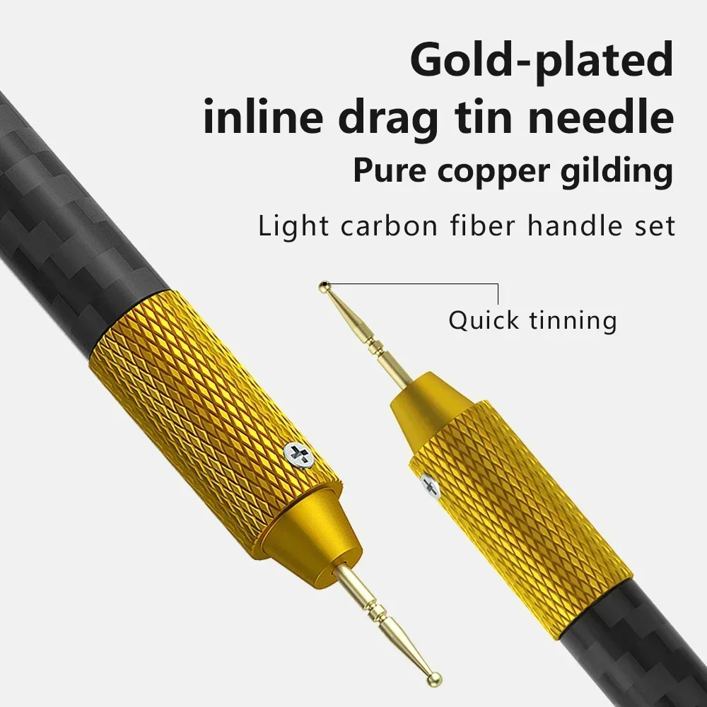 MaAnt M061 Gold Plated Tin Dragging Needle with Carbon Fiber Handle, 3pcs Solder Bar Set for FPC Connector Reballing Repair