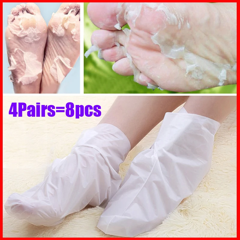 4 paires exfoliant pied masque chaussette pédicure chaussettes Exfoliation pour pieds masque talons pied Peeling enlever peau morte masque pour les jambes