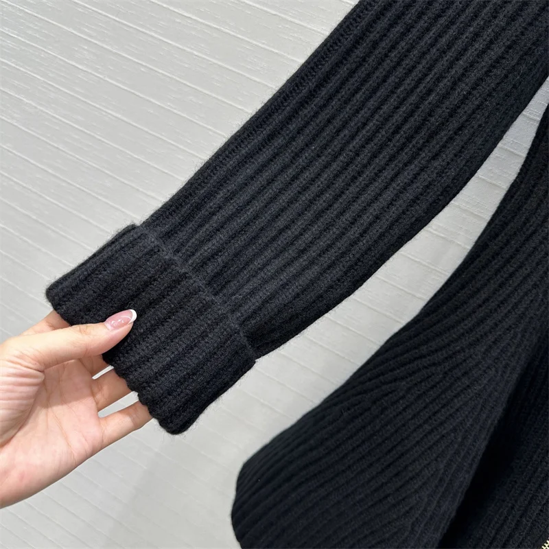 Damenkleider 2025, Winter, neues elastisches Strick-Minikleid, Wollmischung, halbhoher Ausschnitt, kurzes Kleid, halbhoher Ausschnitt, plissiertes Kleid y2k