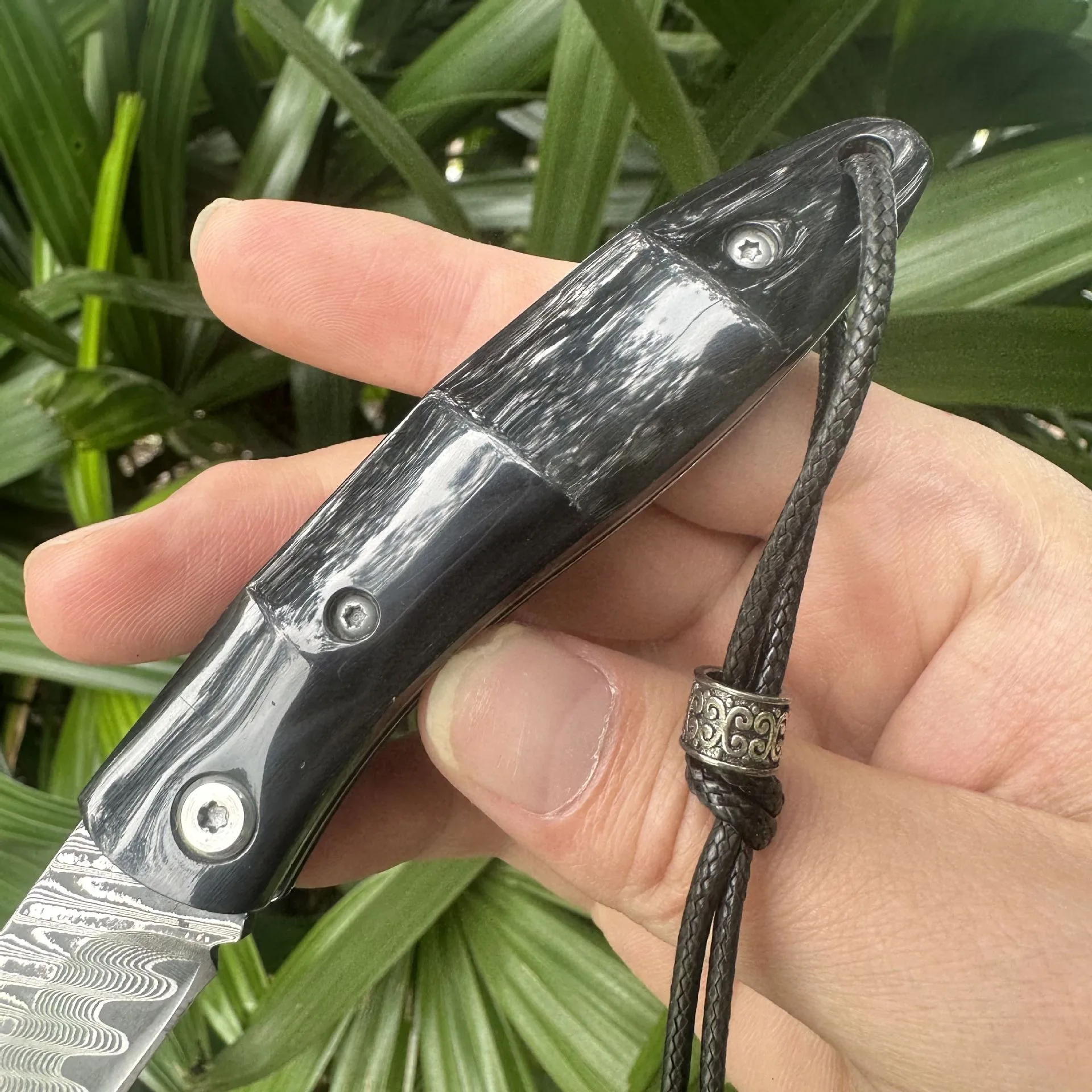 2025 جديد VG10 دمشق سكين للفرد ، مقبض قرن الجاموس المياه ، في الهواء الطلق EDC التخييم بقاء وأداة جامعي #6