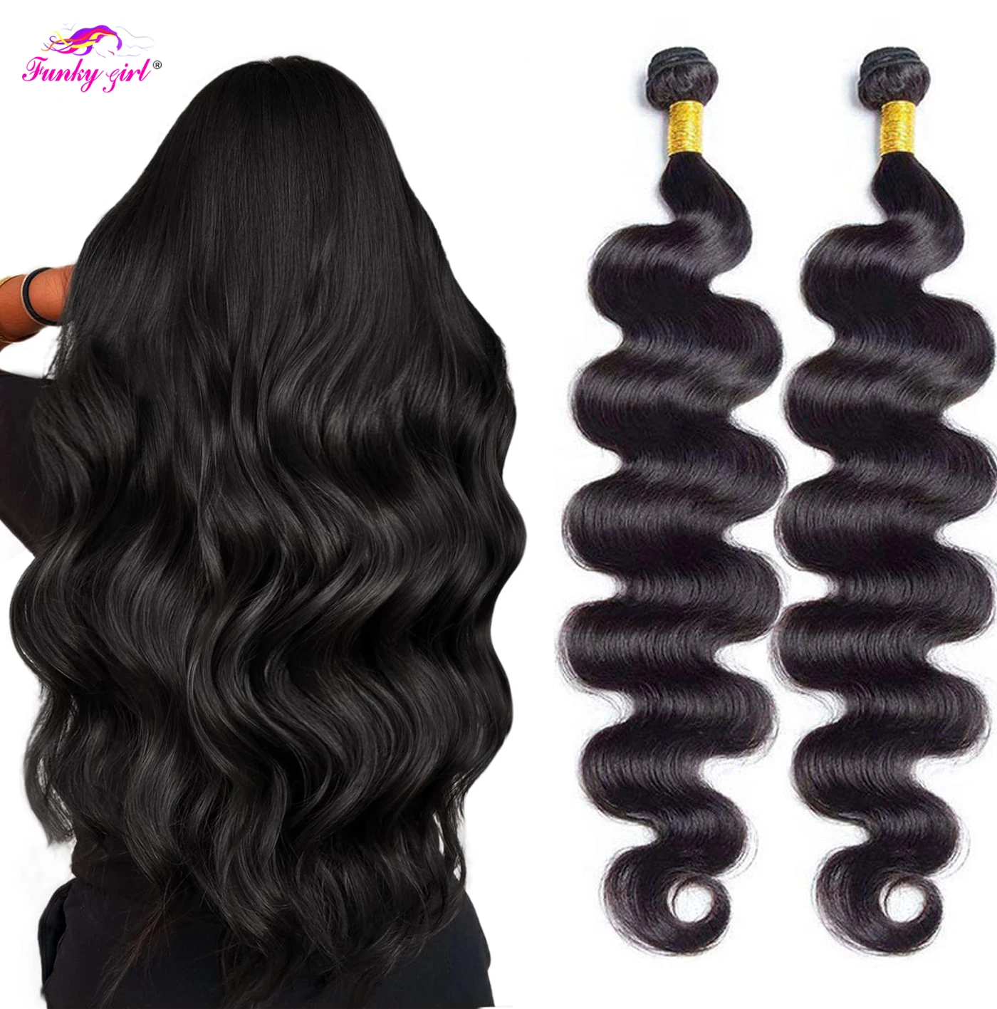 Bundles de vague de corps pour femmes, perruque Remy vierge, double trame, 100% brésilien, extensions de cheveux humains, 24 pouces, 26 pouces, 26 pouces, 1 faisceaux, 3 faisceaux, 4 faisceaux