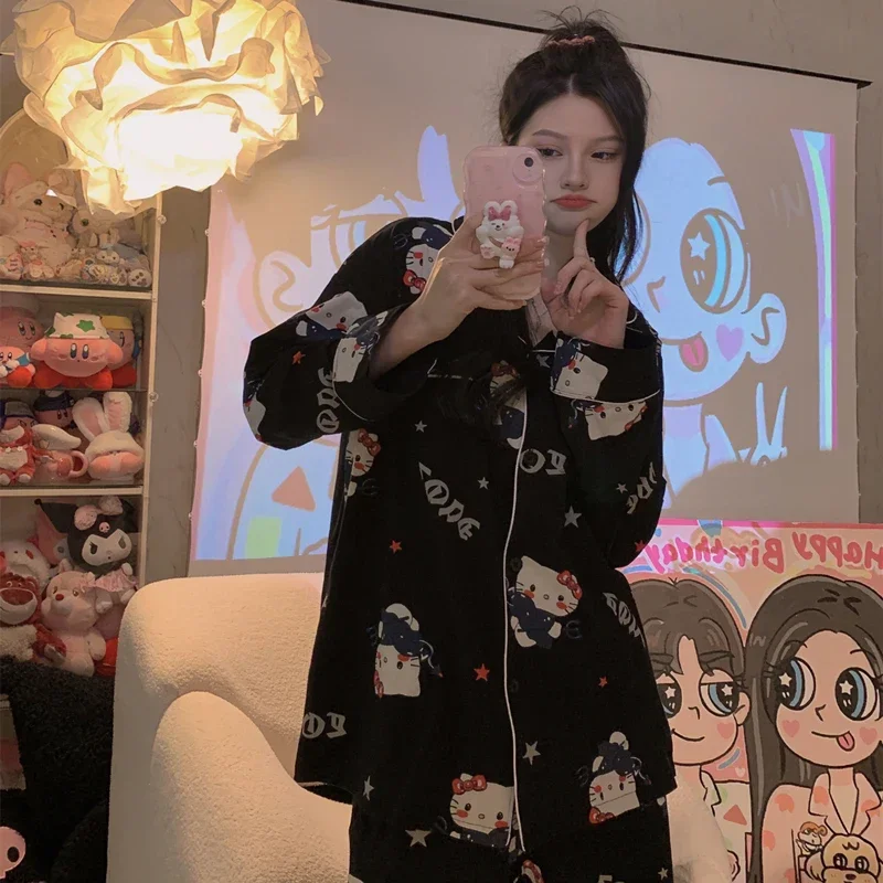 

Пижама женская шелковая с длинным рукавом, из чистого хлопка