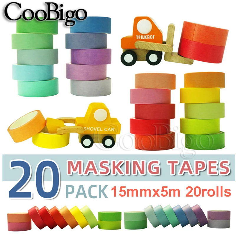 Solid Color Washi Masking Tape Set Adhesive Paper Sticker Scrapbooking Journal Diary Decoration Stationery 20Rolls/Lot