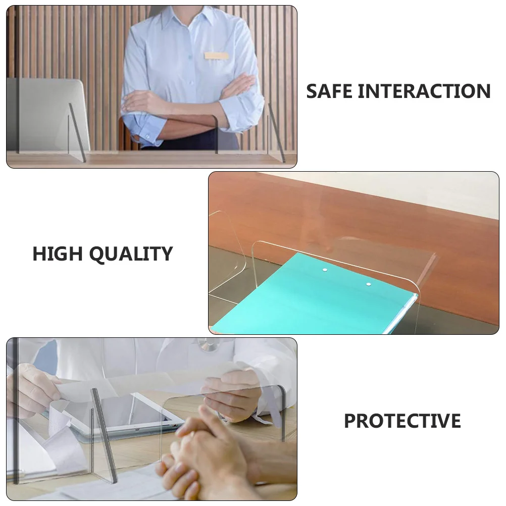 Desktop Sneeze Guard Panel For Countertop Divider Self Standing Barrier Against Coughing Sneezing