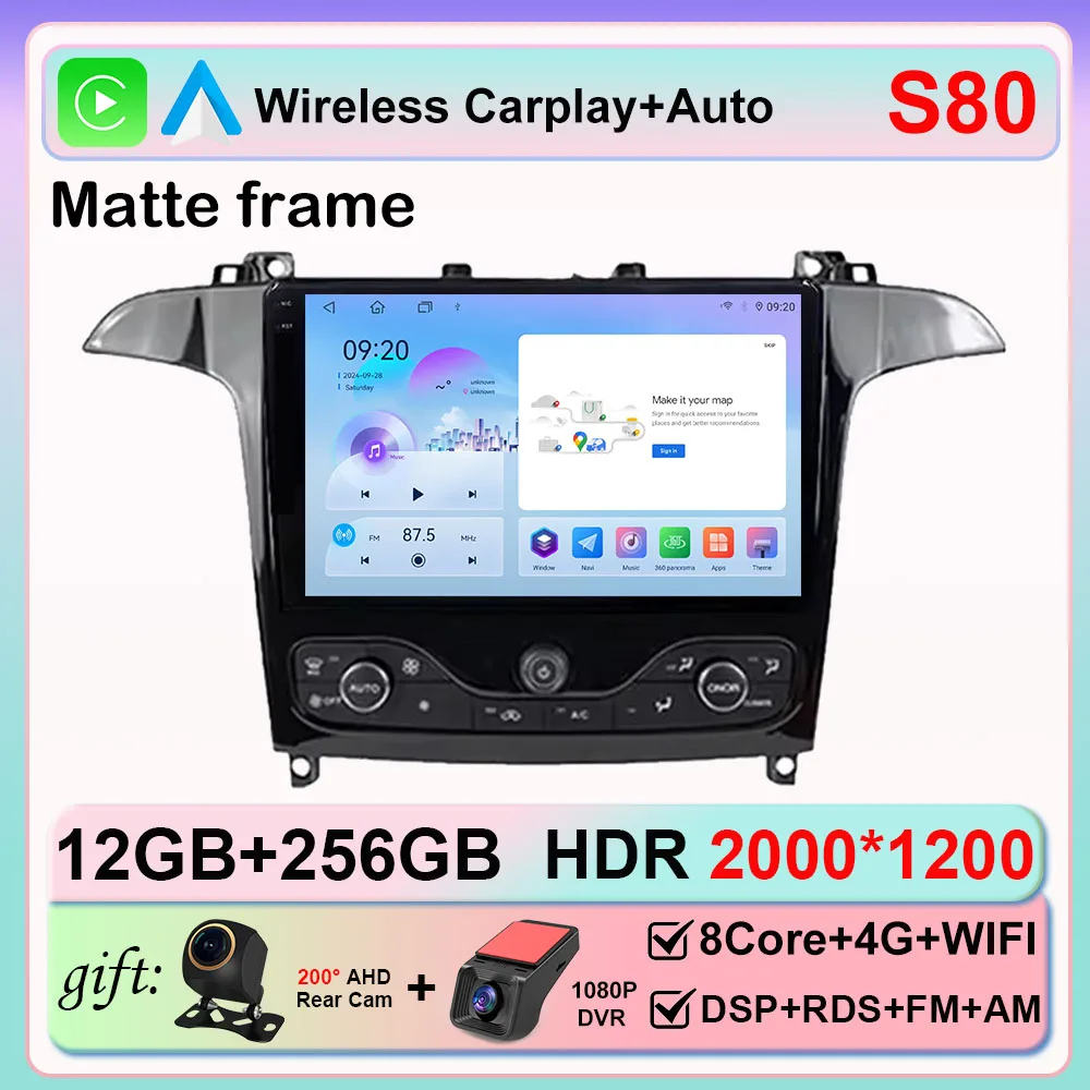 Android 16 Autoradio Voor Ford S Max S-MAX 2006-2015 Voor Ford Galaxy 2014 Carplay Multimedia Video speler navigatie GPS Geen 2din