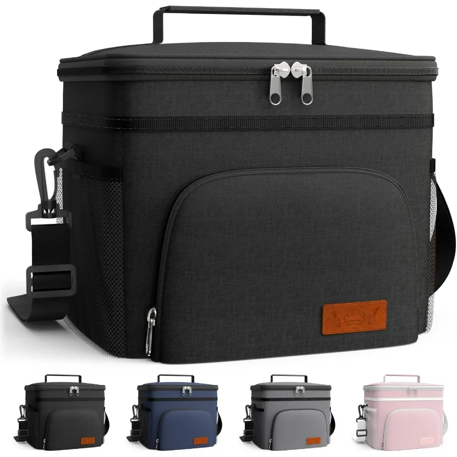 

Insulated Lunch Box for Men & Women - Leak-Proof Cooler Lunch Bag with 4 Pockets, Adjustable Strap, Ideal for Work, Picnic, Trav