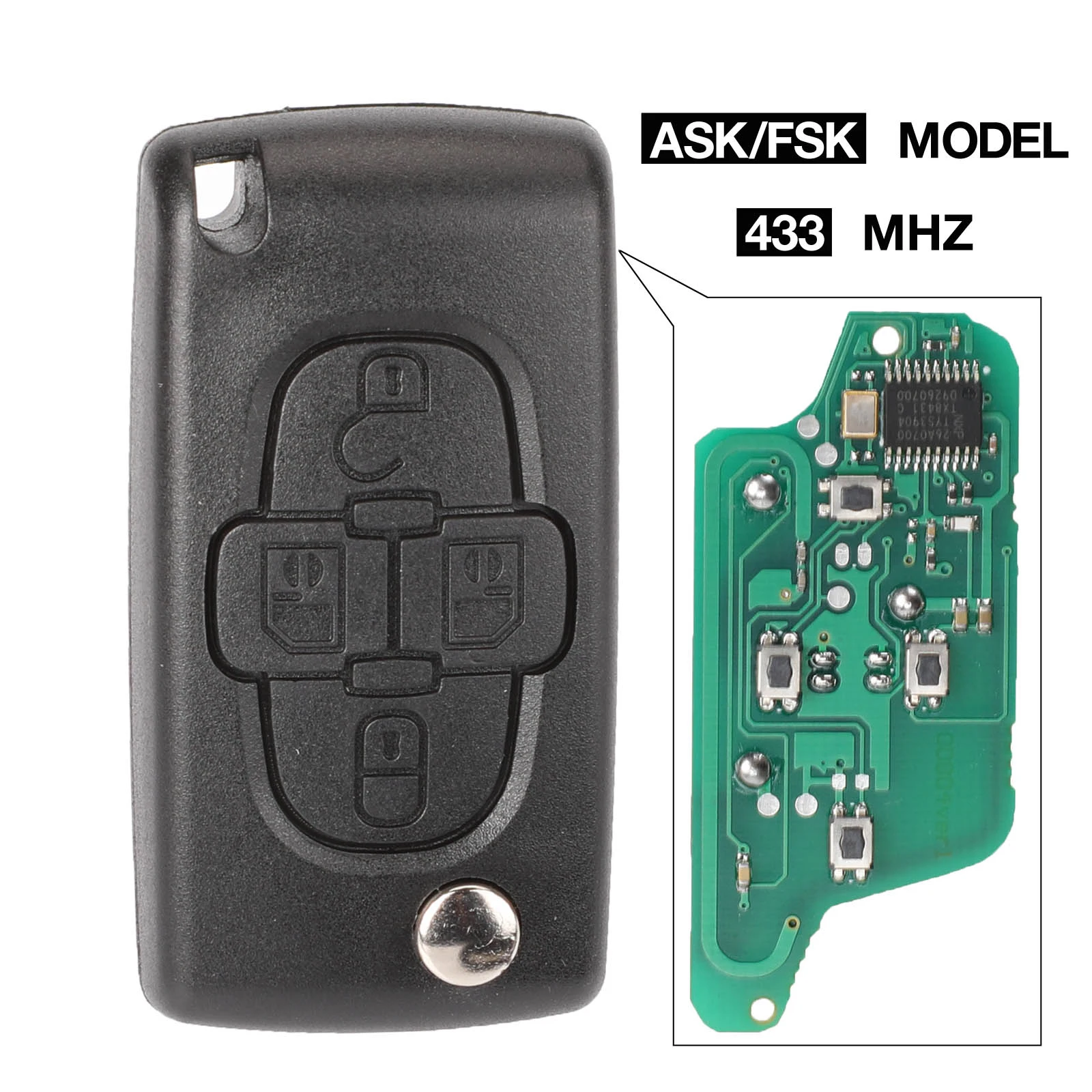 jingyuqin ASK/FSK 433Mhz 4 Buttons Flip Floding Remote Key Fob Control For Peugeot 1007 VA2/HU82 Blade CE0523