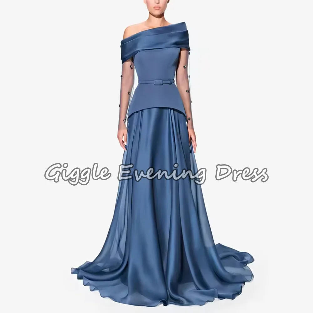 

Elegant Women Evening Dresses Sequined Flowers Prom Gowns Fashion Off The Shoulder Sashes Floor Length Party Dresses 2026