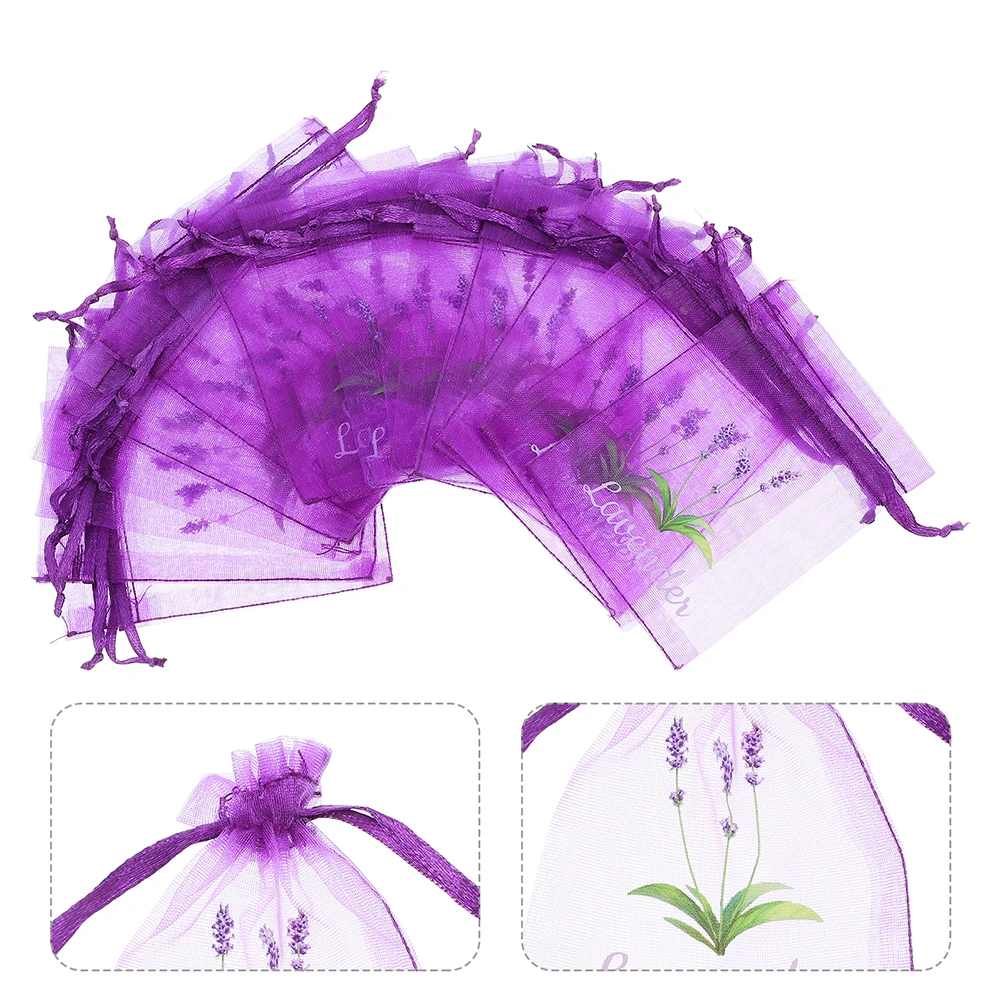 

50pcs Empty For Lavender Drawstring Pouches Organza Mesh Spice Tea Storage Reusable Fabric Small Closet Drawer Freshening Dried