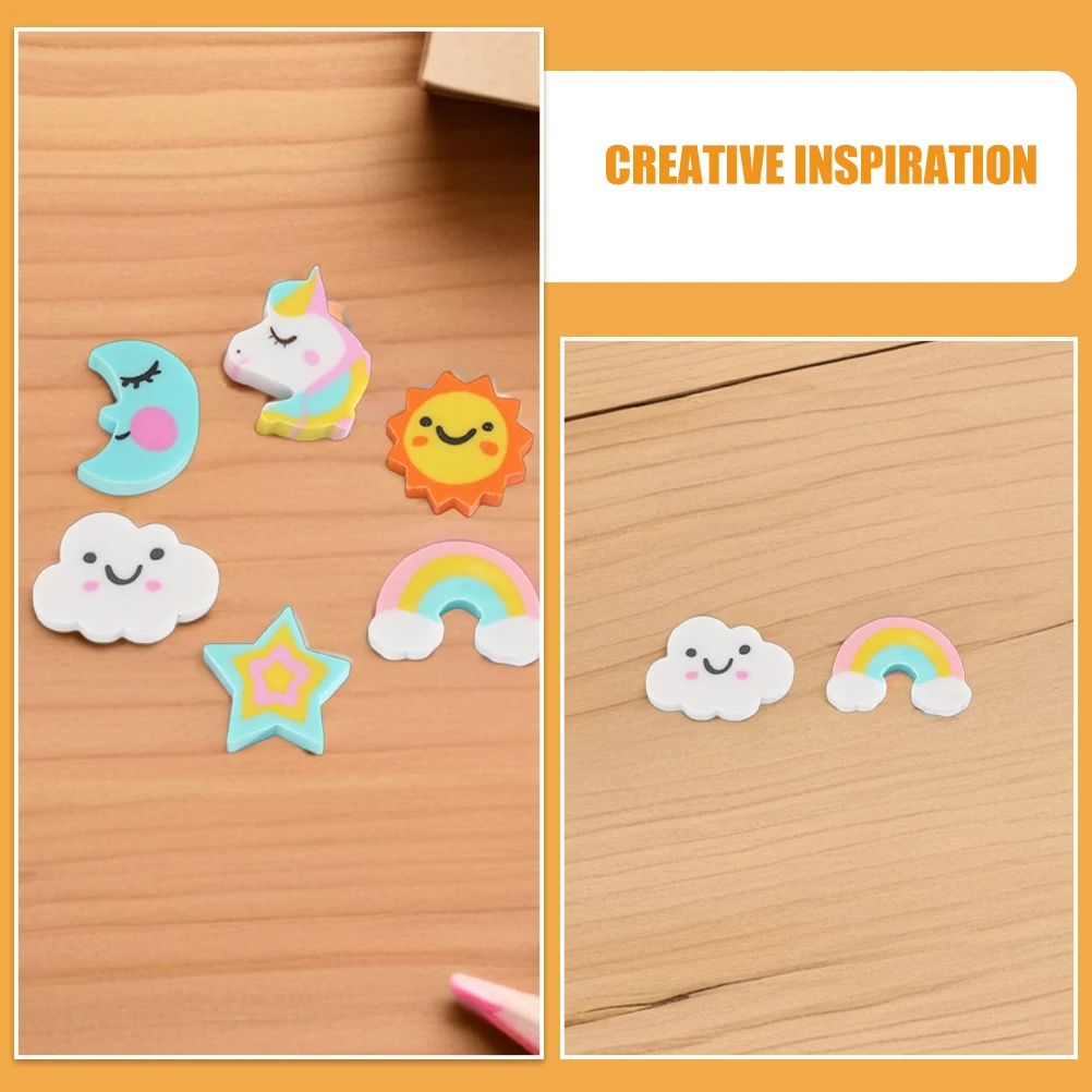 

180pcs Mini Erasers For Kids Rainbow Moon Star Cute Clouds Shaped Pencil Erasers Back To School For Girls Student Classroom